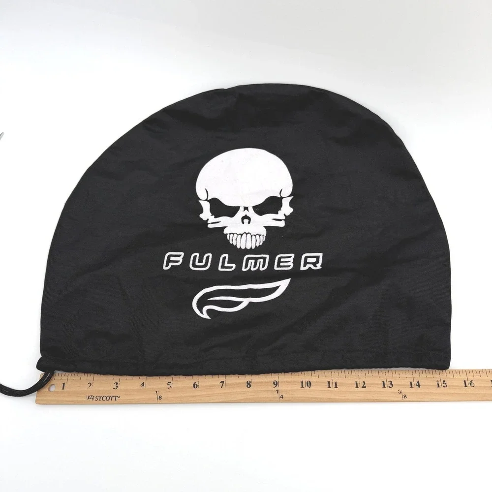 Fulmer Helmet Bag OS Black Skull Graphic Drawstring Soft Storage Pouch Hole